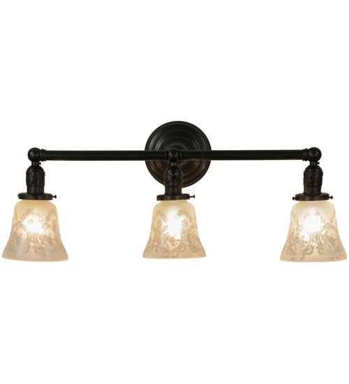 Meyda Lighting Revival 25" 3-Light Craftsman Brown Gas & Electric Vanity Light With White Shade Glass