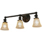 Meyda Lighting Revival 25" 3-Light Craftsman Brown Gas & Electric Vanity Light With White Shade Glass