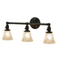 Meyda Lighting Revival 25" 3-Light Craftsman Brown Gas & Electric Vanity Light With White Shade Glass