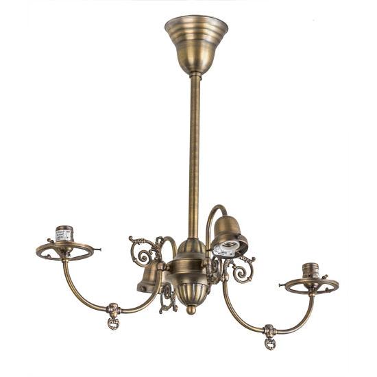 Meyda Lighting Revival 25" 4-Light Antique Brass Gas & Electric Chandelier