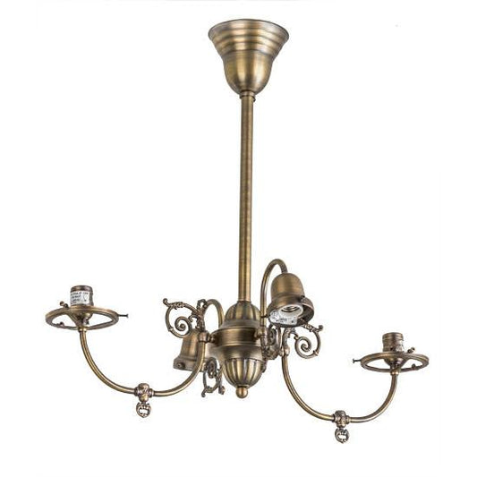 Meyda Lighting Revival 25" 4-Light Antique Brass Gas & Electric Chandelier