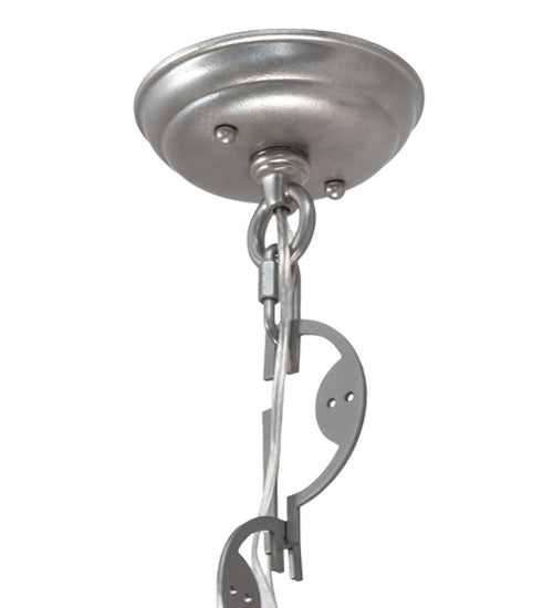 Meyda Lighting Revival 25" 4-Light Nickel Deco Cilindro Inverted Pendant Light With Angelwing Idalight Shade