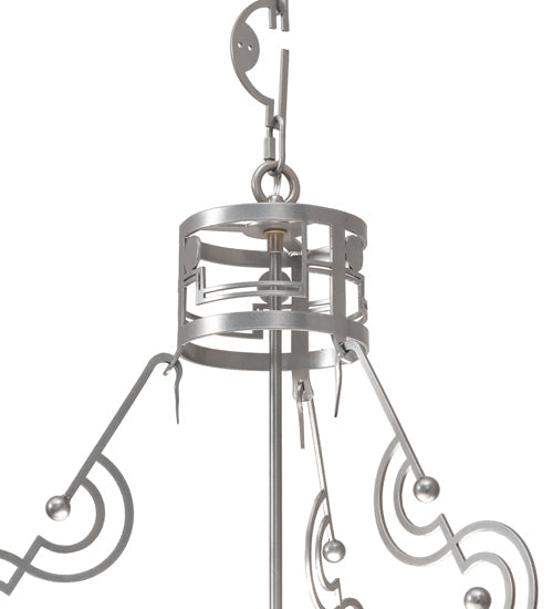 Meyda Lighting Revival 25" 4-Light Nickel Deco Cilindro Inverted Pendant Light With Angelwing Idalight Shade
