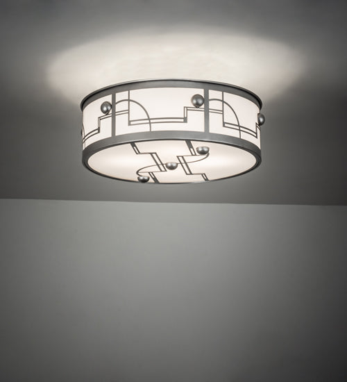 Meyda Lighting Revival 25" 4-Light Nickel Deco Flush Mount Light With Statuario Idalight Shade Glass