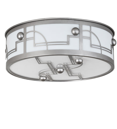 Meyda Lighting Revival 25" 4-Light Nickel Deco Flush Mount Light With Statuario Idalight Shade Glass