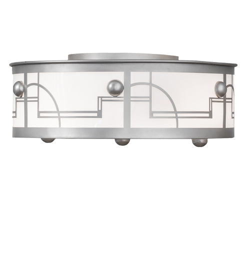 Meyda Lighting Revival 25" 4-Light Nickel Deco Flush Mount Light With Statuario Idalight Shade Glass