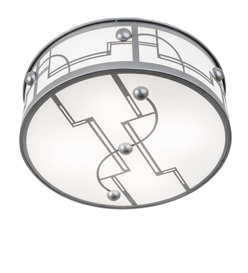 Meyda Lighting Revival 25" 4-Light Nickel Deco Flush Mount Light With Statuario Idalight Shade Glass