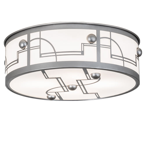 Meyda Lighting Revival 25" 4-Light Nickel Deco Flush Mount Light With Statuario Idalight Shade Glass