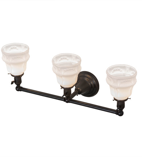 Meyda Lighting Revival 26" 3-Light Craftsman Brown Garland Vanity Light With White Shade Glass