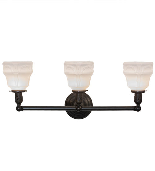 Meyda Lighting Revival 26" 3-Light Craftsman Brown Garland Vanity Light With White Shade Glass