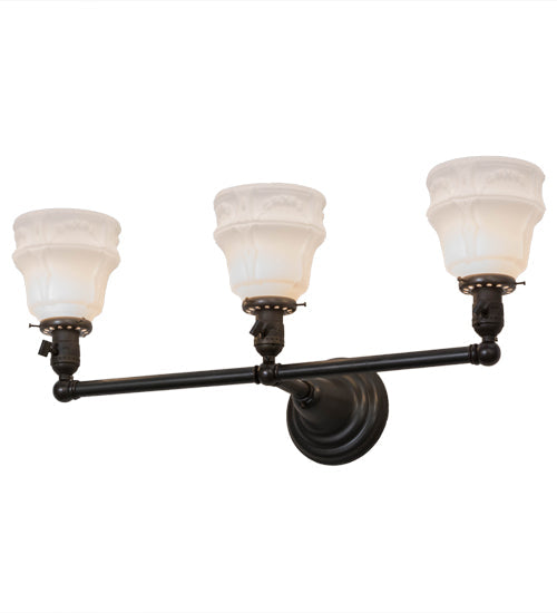 Meyda Lighting Revival 26" 3-Light Craftsman Brown Garland Vanity Light With White Shade Glass