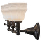 Meyda Lighting Revival 26" 3-Light Craftsman Brown Garland Vanity Light With White Shade Glass