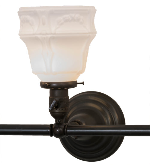 Meyda Lighting Revival 26" 3-Light Craftsman Brown Garland Vanity Light With White Shade Glass