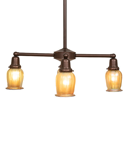 Meyda Lighting Revival 26" 4-Light Mahogany Bronze Oyster Bay Favrile Chandelier With Gold Iridescent Shade Glass