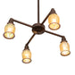 Meyda Lighting Revival 26" 4-Light Mahogany Bronze Oyster Bay Favrile Chandelier With Gold Iridescent Shade Glass