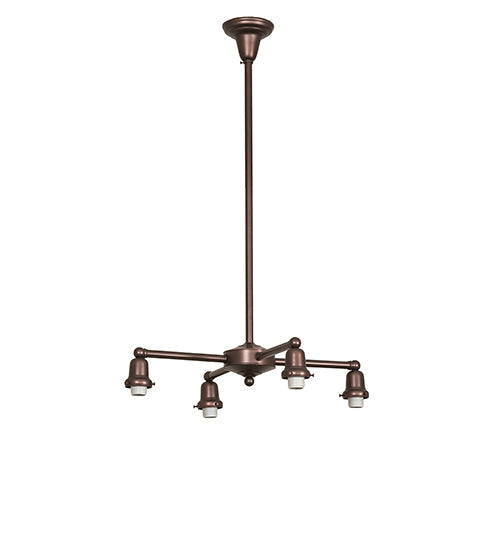 Meyda Lighting Revival 26" 4-Light Mahogany Bronze Oyster Bay Favrile Chandelier With Gold Iridescent Shade Glass