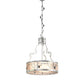 Meyda Lighting Revival 26" 4-Light Nickel Deco Inverted Pendant Light With Silver Mica Shade Glass