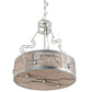 Meyda Lighting Revival 26" 4-Light Nickel Deco Inverted Pendant Light With Silver Mica Shade Glass