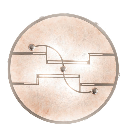 Meyda Lighting Revival 26" 4-Light Nickel Deco Inverted Pendant Light With Silver Mica Shade Glass