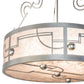 Meyda Lighting Revival 26" 4-Light Nickel Deco Inverted Pendant Light With Silver Mica Shade Glass