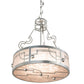 Meyda Lighting Revival 26" 4-Light Nickel Deco Inverted Pendant Light With Silver Mica Shade Glass