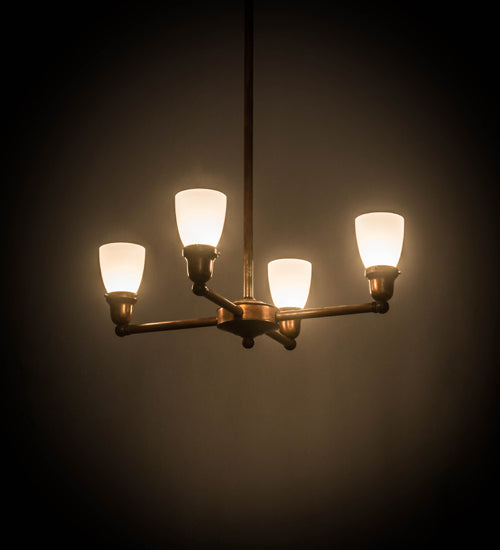 Meyda Lighting Revival 26" 4-Light Vintage Copper Goblet Chandelier With Opal White Shade Glass
