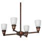 Meyda Lighting Revival 26" 4-Light Vintage Copper Goblet Chandelier With Opal White Shade Glass