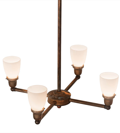 Meyda Lighting Revival 26" 4-Light Vintage Copper Goblet Chandelier With Opal White Shade Glass