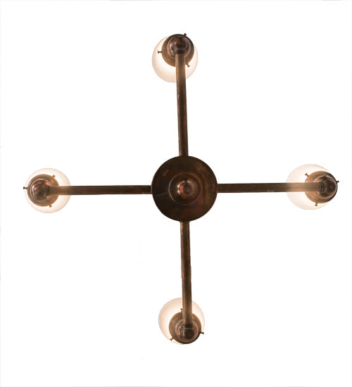 Meyda Lighting Revival 26" 4-Light Vintage Copper Goblet Chandelier With Opal White Shade Glass