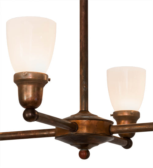 Meyda Lighting Revival 26" 4-Light Vintage Copper Goblet Chandelier With Opal White Shade Glass
