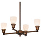 Meyda Lighting Revival 26" 4-Light Vintage Copper Goblet Chandelier With Opal White Shade Glass