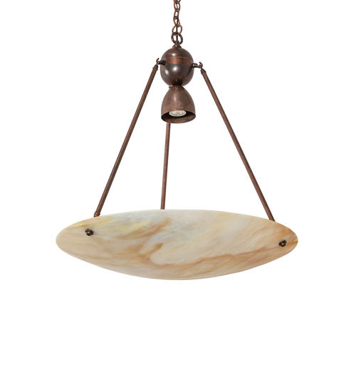 Meyda Lighting Revival 26" Mahogany Bronze Inverted Pendant Light With Beige Iridescent Deco Ball Shade Glass
