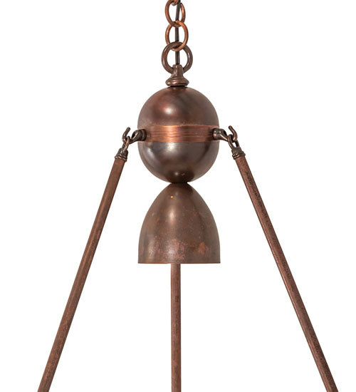 Meyda Lighting Revival 26" Mahogany Bronze Inverted Pendant Light With Beige Iridescent Deco Ball Shade Glass