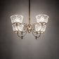 Meyda Lighting Revival 27" 4-Light Antique Brass Gas & Electric Chandelier With Frosted Clear Shade Glass