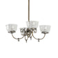 Meyda Lighting Revival 27" 4-Light Antique Brass Gas & Electric Chandelier With Frosted Clear Shade Glass