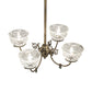 Meyda Lighting Revival 27" 4-Light Antique Brass Gas & Electric Chandelier With Frosted Clear Shade Glass