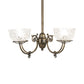 Meyda Lighting Revival 27" 4-Light Antique Brass Gas & Electric Chandelier With Frosted Clear Shade Glass