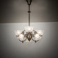 Meyda Lighting Revival 27" 6-Light Antique Brass Gas & Electric Chandelier With Clear Textured Shade Glass