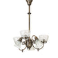 Meyda Lighting Revival 27" 6-Light Antique Brass Gas & Electric Chandelier With Clear Textured Shade Glass