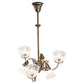 Meyda Lighting Revival 27" 6-Light Antique Brass Gas & Electric Chandelier With Clear Textured Shade Glass