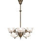Meyda Lighting Revival 27" 6-Light Antique Brass Gas & Electric Chandelier With Clear Textured Shade Glass