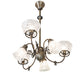 Meyda Lighting Revival 27" 6-Light Antique Brass Gas & Electric Chandelier With Clear Textured Shade Glass