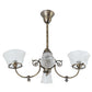 Meyda Lighting Revival 28" 4-Light Antique Brass Gas & Electric Island Chandelier With Clear Textured Shade Glass