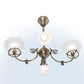 Meyda Lighting Revival 28" 4-Light Antique Brass Gas & Electric Island Chandelier With Clear Textured Shade Glass