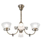 Meyda Lighting Revival 28" 4-Light Antique Brass Gas & Electric Island Chandelier With Clear Textured Shade Glass