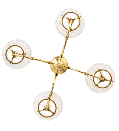 Meyda Lighting Revival 28" 4-Light Polished Brass Gas & Electric Chandelier With Clear Shade Glass