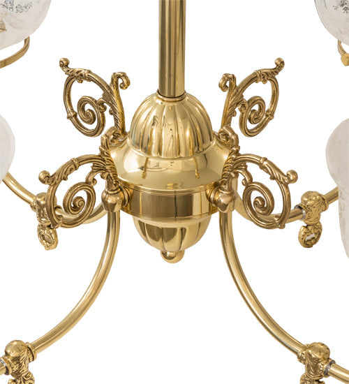 Meyda Lighting Revival 28" 4-Light Polished Brass Gas & Electric Chandelier With Clear Shade Glass