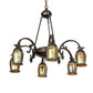Meyda Lighting Revival 29" 6-Light Exterior Oil Rubbed Bronze Favrile Chandelier With Gold Iridescent Shade Glass