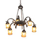 Meyda Lighting Revival 29" 6-Light Exterior Oil Rubbed Bronze Favrile Chandelier With Gold Iridescent Shade Glass
