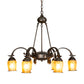 Meyda Lighting Revival 29" 6-Light Exterior Oil Rubbed Bronze Favrile Chandelier With Gold Iridescent Shade Glass